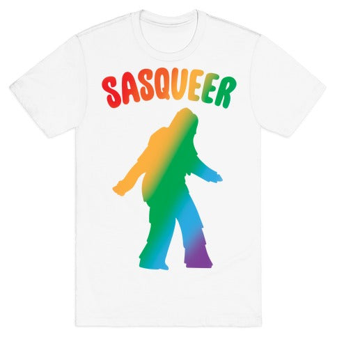 Sasqueer Parody White Print T-Shirt